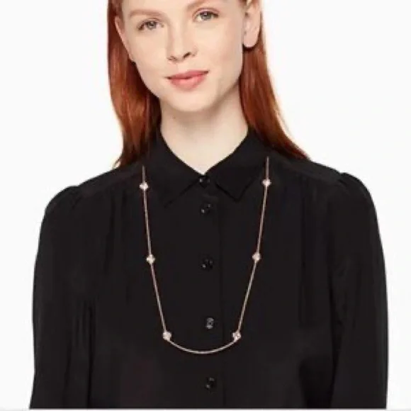 💖KATE SPADE Lady Marmalade Diamond Crystal Statement Scatter Long Necklace Rose - Picture 1 of 6